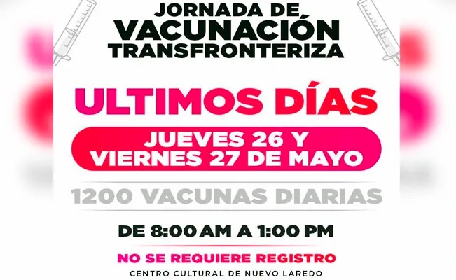 ¡Últimos días! Quedan jueves y viernes para vacunación transfronteriza vs COVID en NLD
